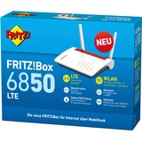 FRITZ! FRITZ!Box 6850 LTE, Router WIRELESS LTE Box 6850 LTE, Wi-Fi 5 (802.11ac), Doble banda (2,4 GHz / 5 GHz), Ethernet, 3G, Blanco, Router de sobremesa