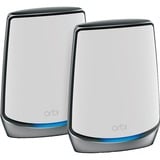 Netgear Orbi RBK852 AX6000 WiFi 6 Mesh System Tribanda (2,4 GHz/5 GHz/5 GHz) Wi-Fi 6 (802.11ax) Gris, Blanco 8 Interno, Enrutador de malla blanco/Plateado, Gris, Blanco, Interno, Actividad, LAN, Enlace, Poder, Sistema, WAN, WLAN, Omni-direccional, 350 m², CE, FCC