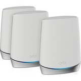 Netgear Orbi WiFi 6 router inalámbrico , Enrutador de malla blanco/Plateado, Wi-Fi 6 (802.11ax), Tribanda (2,4 GHz/5 GHz/5 GHz), Ethernet, Acero inoxidable, Blanco, Router de sobremesa
