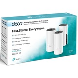 TP-Link Deco M4(3-pack) Doble banda (2,4 GHz / 5 GHz) Wi-Fi 5 (802.11ac) Blanco 2 Interno, Enrutador de malla Blanco, Interno, LAN, Poder, WLAN, 0 - 40 °C, -40 - 70 °C, 10 - 90%