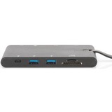 Digitus Estación de conexión universal de viaje, USB Type C™, Estación de acoplamiento negro, USB Type C™, Alámbrico, USB 3.2 Gen 1 (3.1 Gen 1) Type-C, 100 W, 10,100,1000 Mbit/s, Negro, MMC, MicroSD (TransFlash), MicroSDXC, SD