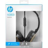 HP Auriculares estéreo H2800 (Negros y dorados), Auriculares con micrófono negro/Dorado, Alámbrico, Llamadas/Música, 125 g, Auriculares, Negro, Oro