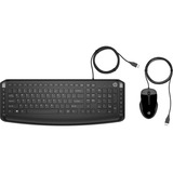 HP Pavilion Teclado y ratón 200, Juego de escritorio negro, Completo (100%), USB, Negro, Ratón incluido