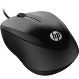 HP Ratón con cable 1000 negro, Ambidextro, USB tipo A, 1200 DPI, Negro