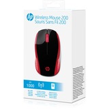 HP Ratón inalámbrico 200 (Rojo imperial) negro/Rojo, Ambidextro, Óptico, RF inalámbrico, 1000 DPI, Negro, Rojo