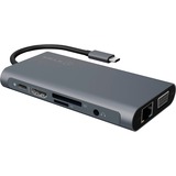 ICY BOX IB-DK4040-CPD Alámbrico USB 3.2 Gen 1 (3.1 Gen 1) Type-C Antracita, Negro, Estación de acoplamiento gris, Alámbrico, USB 3.2 Gen 1 (3.1 Gen 1) Type-C, 100 W, 3,5 mm, 10,100,1000 Mbit/s, Antracita, Negro