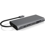 ICY BOX IB-DK4050-CPD Alámbrico USB 3.2 Gen 1 (3.1 Gen 1) Type-C Antracita, Estación de acoplamiento antracita, Alámbrico, USB 3.2 Gen 1 (3.1 Gen 1) Type-C, 100 W, 10,100,1000 Mbit/s, Antracita, MicroSD (TransFlash), SD