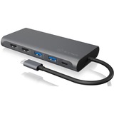 ICY BOX IB-DK4050-CPD Alámbrico USB 3.2 Gen 1 (3.1 Gen 1) Type-C Antracita, Estación de acoplamiento antracita, Alámbrico, USB 3.2 Gen 1 (3.1 Gen 1) Type-C, 100 W, 10,100,1000 Mbit/s, Antracita, MicroSD (TransFlash), SD