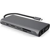 ICY BOX IB-DK4050-CPD Alámbrico USB 3.2 Gen 1 (3.1 Gen 1) Type-C Antracita, Estación de acoplamiento antracita, Alámbrico, USB 3.2 Gen 1 (3.1 Gen 1) Type-C, 100 W, 10,100,1000 Mbit/s, Antracita, MicroSD (TransFlash), SD