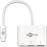 goobay 62104 hub de interfaz USB Tipo C 5000 Mbit/s Blanco, Hub USB blanco, USB Tipo C, HDMI, USB 3.2 Gen 1 (3.1 Gen 1) Type-A, USB Tipo C, 5000 Mbit/s, 60 Hz, 3840 x 2160 Pixeles, Blanco