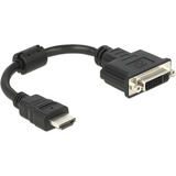 DeLOCK 0.2m HDMI-DVI M/F 0,2 m HDMI tipo A (Estándar) DVI-D Negro, Adaptador negro, 0,2 m, HDMI tipo A (Estándar), DVI-D, Macho, Hembra, Negro
