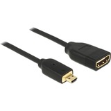 DeLOCK 0.2m, HDMI-A/HDMI Micro-D cable HDMI 0,2 m HDMI tipo D (Micro) HDMI tipo A (Estándar) Negro, Adaptador negro, HDMI-A/HDMI Micro-D, 0,2 m, HDMI tipo D (Micro), HDMI tipo A (Estándar), 3840 x 2160 Pixeles, 3D, Negro