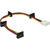 DeLOCK 0.4m, Molex 4p/4xSATA 15p 0,4 m, Adaptador negro/Rojo, Molex 4p/4xSATA 15p, 0,4 m, Molex (4-pin), 4 x SATA de 15 pines, Macho, Hembra, Derecho