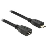DeLOCK 0.5m USB 2.0 cable USB 0,5 m Micro-USB B Negro, Cable alargador negro, 0,5 m, Micro-USB B, Micro-USB B, USB 2.0, Macho/Hembra, Negro