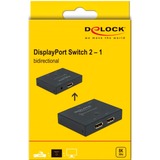 DeLOCK 11478 convertidor de video 7680 x 4320 Pixeles, Display Port Switch  negro, 7680 x 4320 Pixeles, 7680 x 4320 Pixeles, 30 Hz, 7680 x 4320 Pixeles, Negro, Metal
