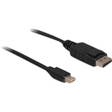 DeLOCK 1m Displayport Cable mini DisplayPort Negro negro, 1 m, mini DisplayPort, Displayport, Negro, Oro, 10,8 Gbit/s