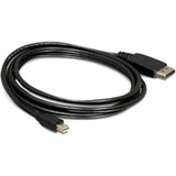 DeLOCK 1m Displayport Cable mini DisplayPort Negro, Adaptador negro, 1 m, mini DisplayPort, Displayport, Negro, Oro, 10,8 Gbit/s