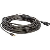 DeLOCK 20m USB 2.0 cable USB Negro, Cable alargador negro, 20 m, Macho/Hembra, Negro