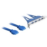 DeLOCK 2 x USB 3.0 19-pin - 4 x USB 3.0-A cable USB 0,4 m USB 2.0 USB A Azul, Tapa de ranura 0,4 m, USB A, USB 2.0, Macho/Hembra, 5000 Mbit/s, Azul
