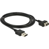 DeLOCK 2m 2xUSB2.0-A cable USB USB 2.0 USB A Negro, Cable alargador negro, 2 m, USB A, USB A, USB 2.0, Macho/Hembra, Negro