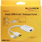 DeLOCK 62496 adaptador de cable de vídeo 0,245 m DisplayPort HDMI + USB Blanco blanco, 0,245 m, DisplayPort, HDMI + USB, Macho, Hembra, Oro