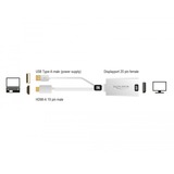 DeLOCK 62496 adaptador de cable de vídeo 0,245 m DisplayPort HDMI + USB Blanco blanco, 0,245 m, DisplayPort, HDMI + USB, Macho, Hembra, Oro