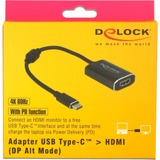 DeLOCK 62988 adaptador de cable de vídeo 0,2 m USB Tipo C HDMI tipo A (Estándar) Gris gris oscuro, 0,2 m, USB Tipo C, HDMI tipo A (Estándar), Macho, Hembra, Derecho