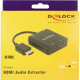 DeLOCK 63276 adaptador de cable de vídeo HDMI tipo A (Estándar) Negro negro, HDMI tipo A (Estándar), HDMI tipo A (Estándar), Macho, Hembra, 3840 x 2160 Pixeles, 3840 x 2160