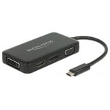 DeLOCK 63929 hub de interfaz USB 2.0 Type-C Negro, Adaptador negro, USB 2.0 Type-C, DVI-I, DisplayPort, HDMI, VGA, 3840 x 2160 Pixeles, Negro, 0,15 m, China