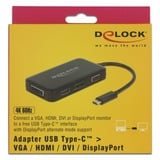 DeLOCK 63929 hub de interfaz USB 2.0 Type-C Negro, Adaptador negro, USB 2.0 Type-C, DVI-I, DisplayPort, HDMI, VGA, 3840 x 2160 Pixeles, Negro, 0,15 m, China