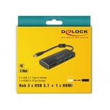 DeLOCK 63931 hub de interfaz USB 3.2 Gen 1 (3.1 Gen 1) Type-C 5000 Mbit/s Negro, Hub USB negro, USB 3.2 Gen 1 (3.1 Gen 1) Type-C, USB 3.2 Gen 1 (3.1 Gen 1) Type-A, 5000 Mbit/s, 3840 x 2160 Pixeles, Negro, Aluminio, Metal