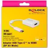 DeLOCK 63937 adaptador de cable de vídeo 0,1 m USB Tipo C HDMI Blanco blanco, 0,1 m, USB Tipo C, HDMI, Macho, Hembra, Derecho