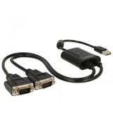 DeLOCK 63950 cable de serie Negro 0,6 m USB 2.0 Type-A 2 x RS-232 DB9, Adaptador negro, Negro, 0,6 m, USB 2.0 Type-A, 2 x RS-232 DB9, Macho, Macho