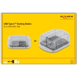 DeLOCK 64090 base de conexión para disco duro USB 3.2 Gen 1 (3.1 Gen 1) Type-C Transparente, Estación de acoplamiento transparente, Unidad de disco duro, SSD, Serial ATA III, 2.5,3.5", USB 3.2 Gen 1 (3.1 Gen 1) Type-C, 6 Gbit/s, Transparente