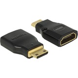 DeLOCK 65665 adaptador de cable de vídeo Mini-HDMI HDMI Negro negro, Mini-HDMI, HDMI, Macho, Hembra, Oro, 3840 x 2160 Pixeles