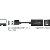 DeLOCK 65903 tarjeta y adaptador de interfaz RJ-45 negro, USB tipo A, RJ-45, RJ-45, Negro, 0,135 m, Actividad, Poder