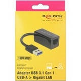 DeLOCK 65903 tarjeta y adaptador de interfaz RJ-45 negro, USB tipo A, RJ-45, RJ-45, Negro, 0,135 m, Actividad, Poder