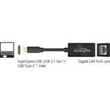 DeLOCK 65904 tarjeta y adaptador de interfaz RJ-45 negro, USB Tipo C, RJ-45, RJ-45, Negro, 0,135 m, Actividad, Poder