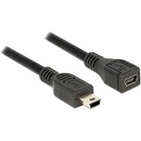 DeLOCK 82667 cable USB 1 m Negro, Cable alargador negro, 1 m, Macho/Hembra, 480 Mbit/s, Negro