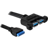 DeLOCK 82941 cable USB 0,45 m USB 3.2 Gen 1 (3.1 Gen 1) 2 x USB A Azul negro, 0,45 m, 2 x USB A, USB 3.2 Gen 1 (3.1 Gen 1), Hembra/Hembra, 5000 Mbit/s, Azul
