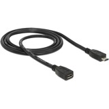 DeLOCK 83248 cable USB 1 m USB 2.0 Micro-USB B Negro, Cable alargador negro, 1 m, Micro-USB B, Micro-USB B, USB 2.0, Macho/Hembra, Negro