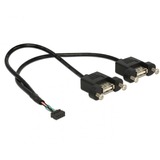 DeLOCK 84832 cable USB 0,25 m USB 2.0 2 x USB A Negro negro, 0,25 m, 2 x USB A, USB 2.0, Hembra/Hembra, 480 Mbit/s, Negro