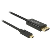 DeLOCK 85257 adaptador de cable de vídeo 3 m USB Tipo C DisplayPort Negro negro, 3 m, USB Tipo C, DisplayPort, Macho, Macho, Oro