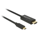 DeLOCK 85258 adaptador de cable de vídeo 1 m USB Tipo C HDMI Negro negro, 1 m, USB Tipo C, HDMI, Macho, Macho, Oro