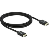 DeLOCK 85385 cable HDMI 2 m HDMI tipo A (Estándar) Negro negro, 2 m, HDMI tipo A (Estándar), HDMI tipo A (Estándar), 3D, 48 Gbit/s, Negro