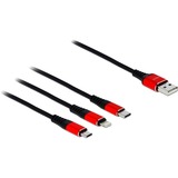 DeLOCK 85891 cable USB 0,3 m USB 2.0 USB A USB C/Micro-USB B/Lightning Negro, Rojo negro/Rojo, 0,3 m, USB A, USB C/Micro-USB B/Lightning, USB 2.0, Negro, Rojo