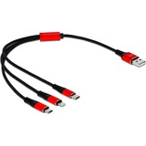 DeLOCK 85891 cable USB 0,3 m USB 2.0 USB A USB C/Micro-USB B/Lightning Negro, Rojo negro/Rojo, 0,3 m, USB A, USB C/Micro-USB B/Lightning, USB 2.0, Negro, Rojo