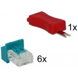 DeLOCK 86425 bloqueador de puerto Llave de bloqueador de puerto RJ-45 Rojo 6 pieza(s), Soporte turquesa, Llave de bloqueador de puerto, RJ-45, Rojo, 6 pieza(s), Bolsa de plástico, 23 mm