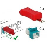 DeLOCK 86425 bloqueador de puerto Llave de bloqueador de puerto RJ-45 Rojo 6 pieza(s), Soporte turquesa, Llave de bloqueador de puerto, RJ-45, Rojo, 6 pieza(s), Bolsa de plástico, 23 mm