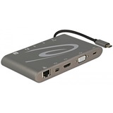 DeLOCK 87297 hub de interfaz USB 3.2 Gen 2 (3.1 Gen 2) Type-C Gris, Estación de acoplamiento gris, USB 3.2 Gen 2 (3.1 Gen 2) Type-C, RJ-45, USB 3.2 Gen 2 (3.1 Gen 2) Type-A, USB 3.2 Gen 2 (3.1 Gen 2) Type-C, VGA, mini DisplayPort, MicroSD (TransFlash), SD, 3840 x 2160 Pixeles, Gris, Metal
